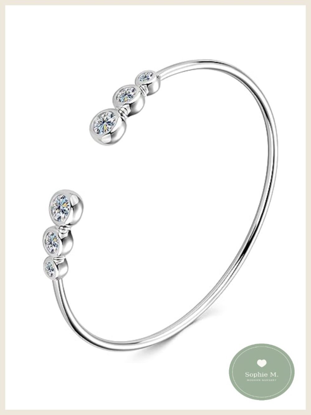 Moissanite Cuff Bangle 925 Sterling Silver for Women Fits 7 Inch Wrist